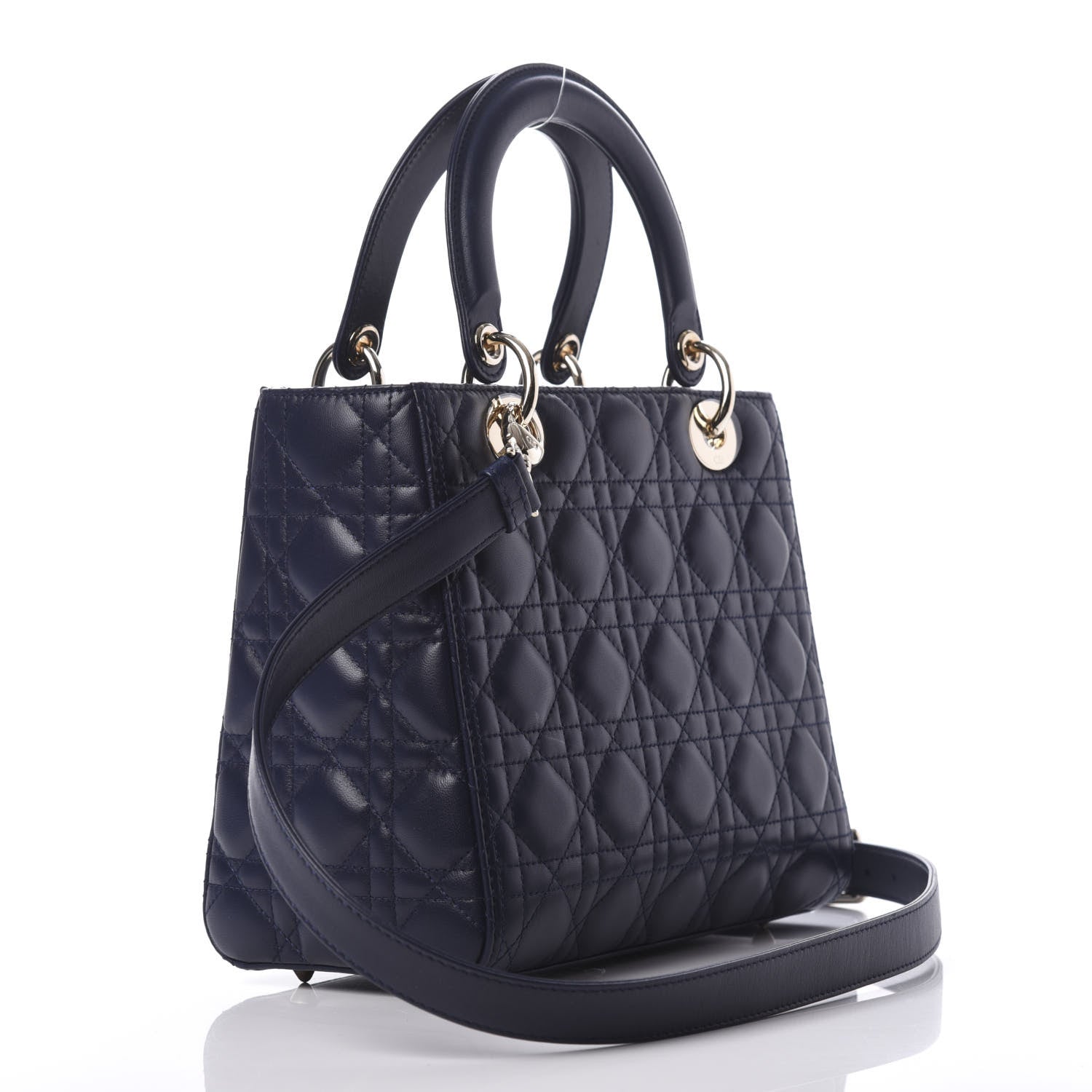 Christian Dior Lambskin Cannage Medium Lady Dior Navy Blue 4 of 13