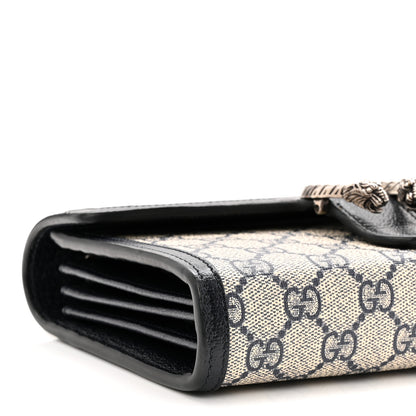 Gucci GG Supreme Monogram Textured Dollar Calfskin Mini Dionysus Chain Wallet Beige Blue 9 of 10