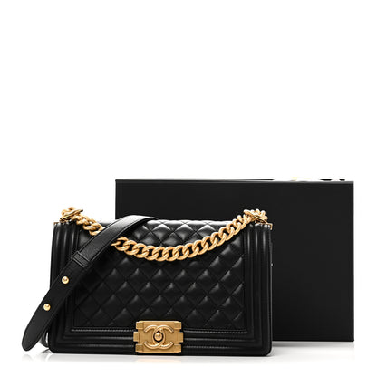 Chanel Lambskin Quilted Medium Boy Flap Black 11 of 11