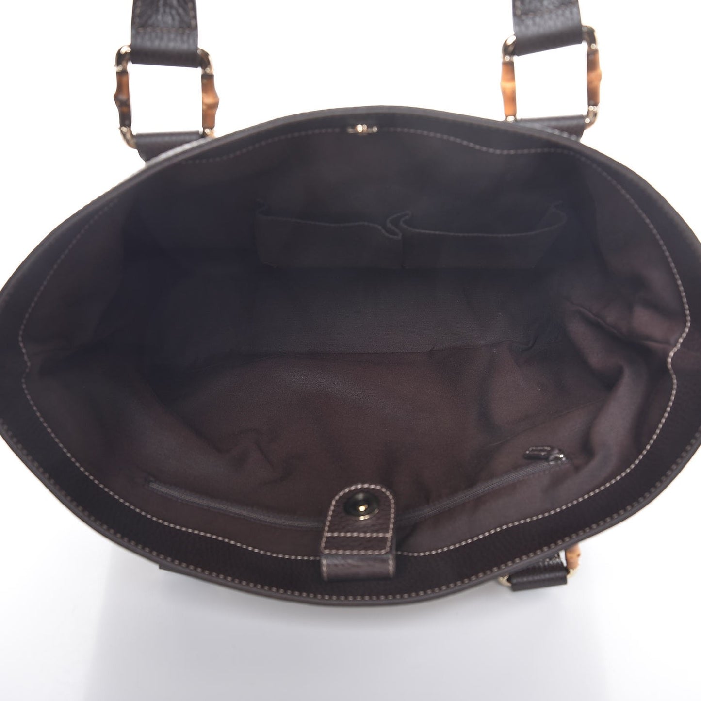 Crystal Monogram Bamboo Tote Dark Brown