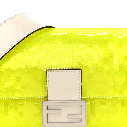 Fendi Sequin Paillettes Vitello Elaphe Grace Baguette Yellow Fluo 8 of 10
