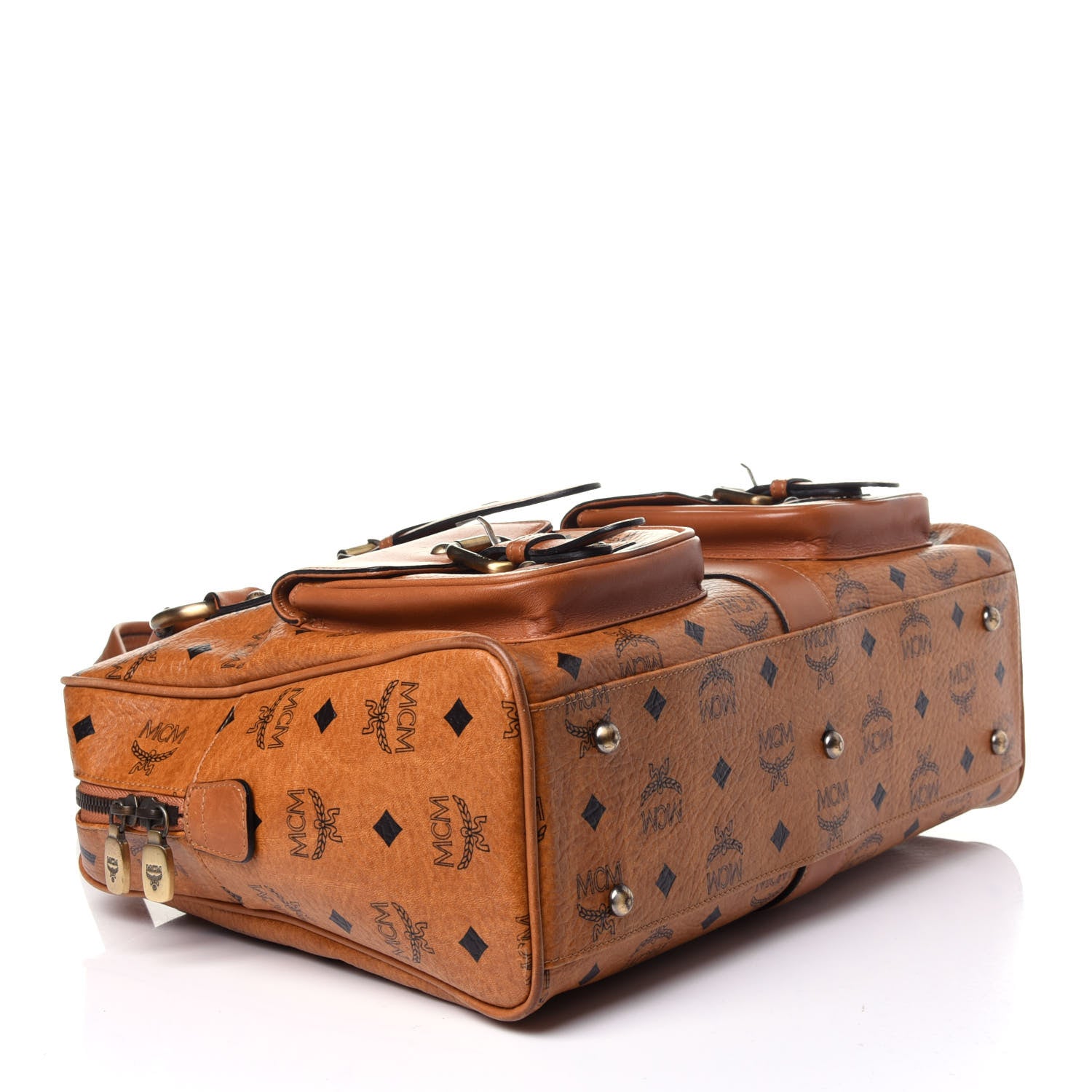 MCM Visetos Satchel Cognac 4 of 12
