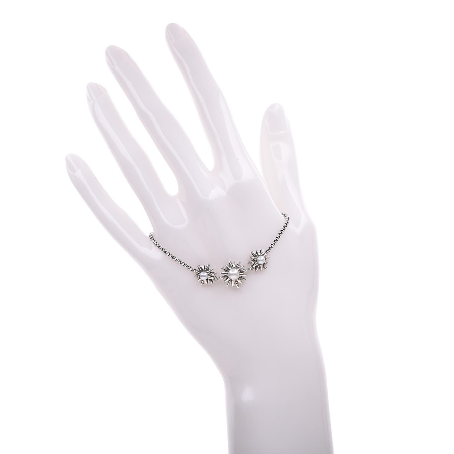 David Yurman Sterling Silver Pearl Starburst Bracelet 2 of 4