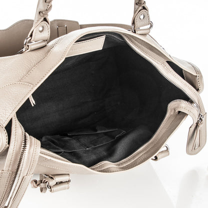Balenciaga Chevre Silver Metallic Edge Hardware City Beige Dune Argille 5 of 7