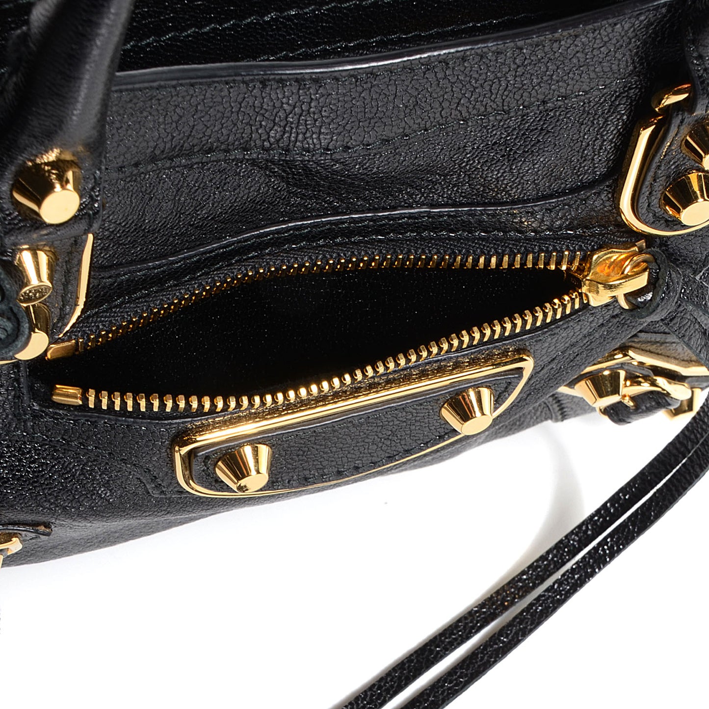 Chevre Gold Metallic Edge Hardware Mini City Black