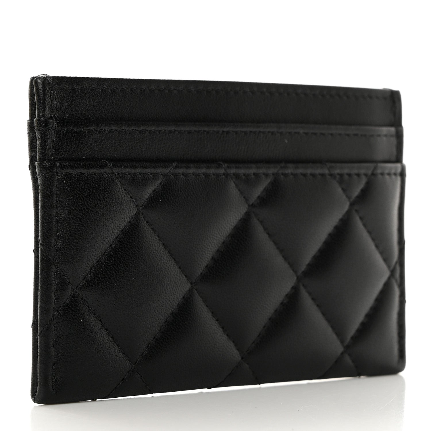 Chanel Lambskin Crystal Quilted Studded CC Card Holder Black 3 of 7
