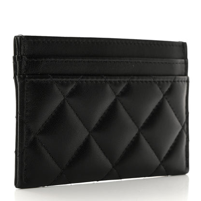 Chanel Lambskin Crystal Quilted Studded CC Card Holder Black 3 of 7