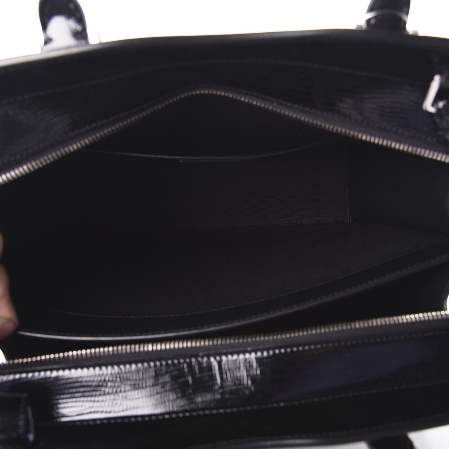 Saint Laurent Shiny Calfskin Lizard Embossed Large Uptown Tote Black 5 of 8