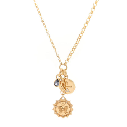 Foundrae 18K Yellow Gold Diamond Violet Spinel Dream Reverie Medallion Mixed Belcher Extended Necklace 1 of 5
