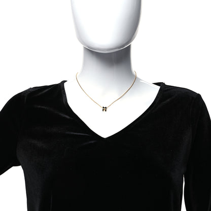 Hermes Lacquered Gold Mini Pop H Pendant Necklace Black 2 of 5