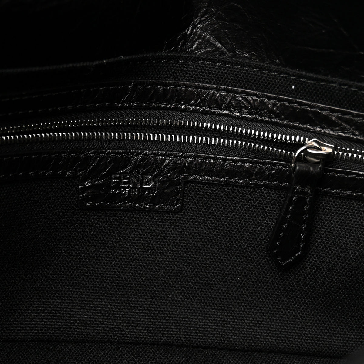 Fendi Crackled Calfskin Baguette 26424 Black 6 of 10