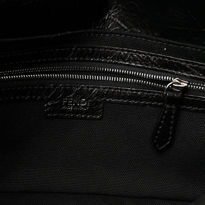 Fendi Crackled Calfskin Baguette 26424 Black 6 of 10