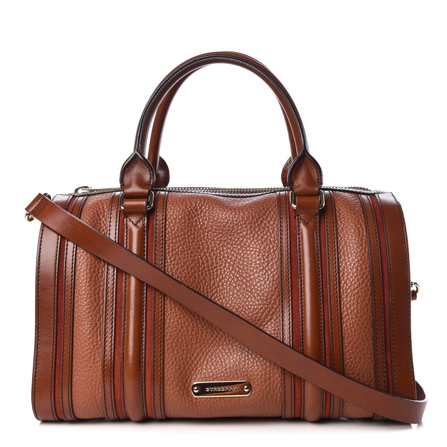 Grainy Calfskin Medium Alchester Bowling Bag Brown