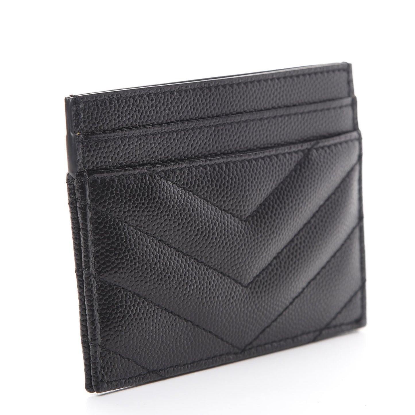 Grain De Poudre Matelasse Chevron Monogram Credit Card Case Black
