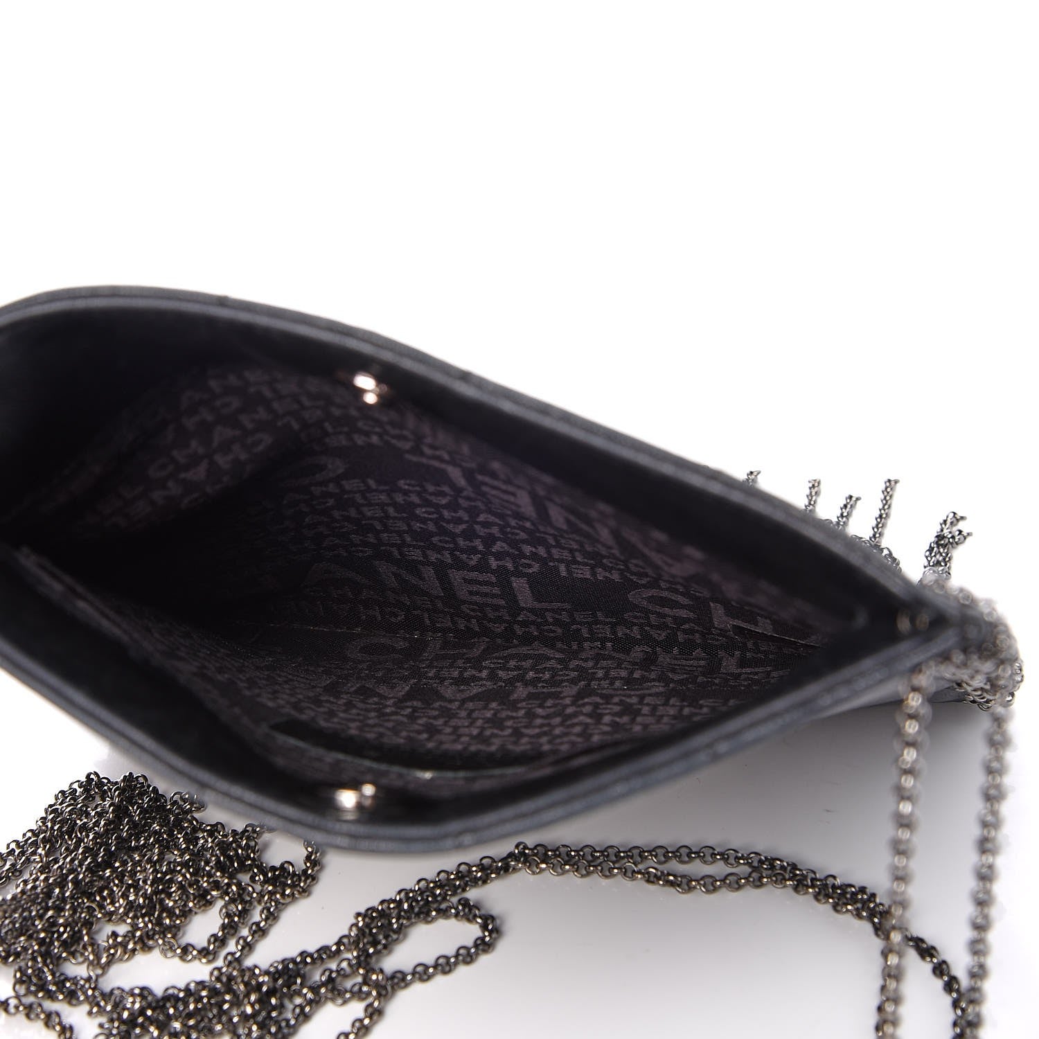 Chanel Lambskin Square Stitched Chain Fringe Crossbody Black 5 of 7
