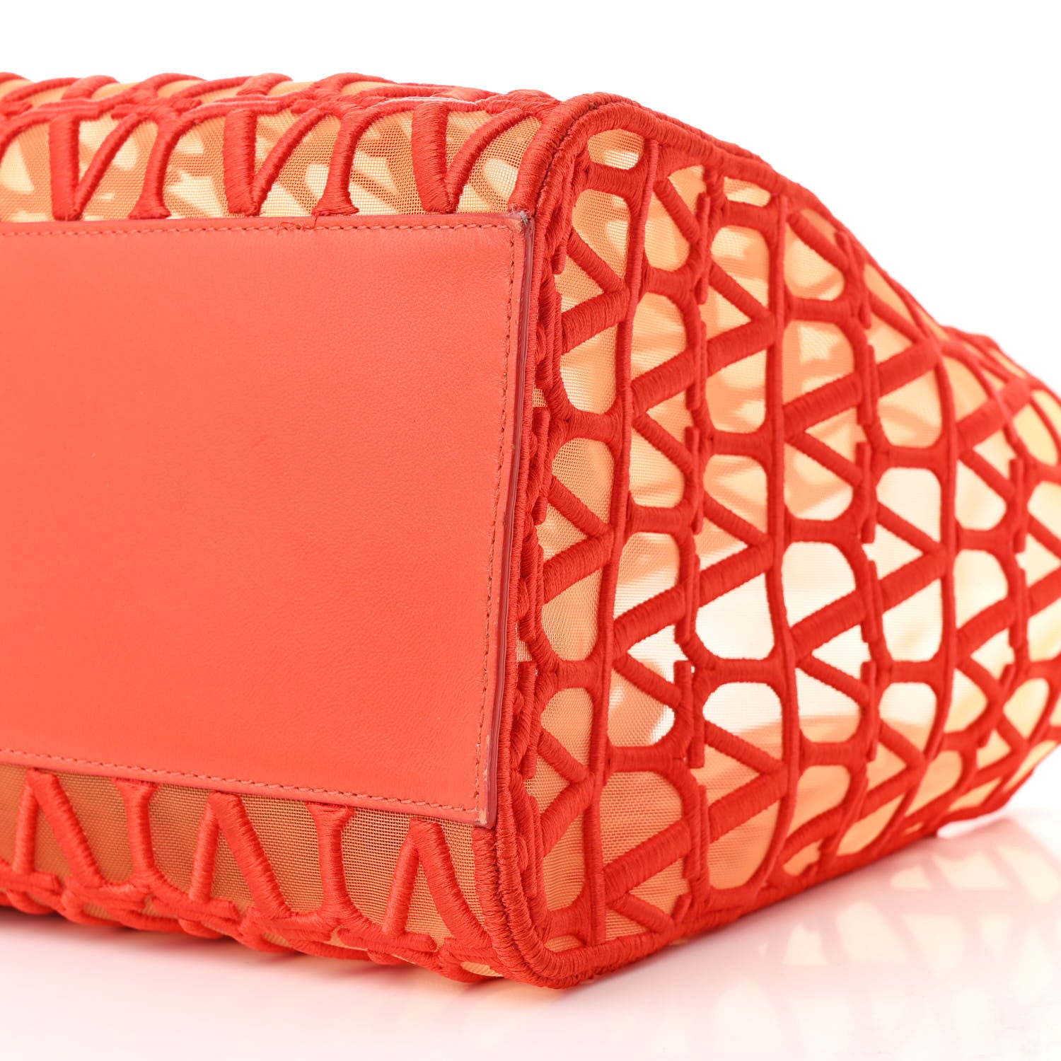 Valentino Garavani Toile Mesh Iconographe Goatskin Le Troisieme Shopping Bag Orange 11 of 14