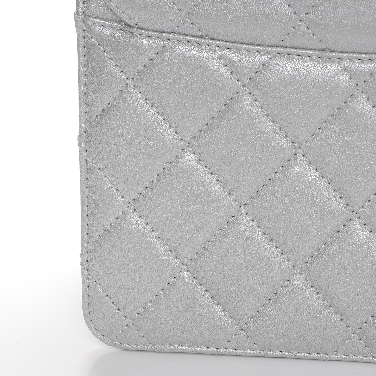 Metallic Sheepskin Quilted Beauty Lock Flap Silver