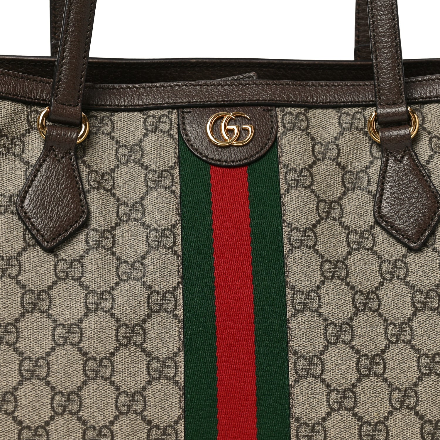 Gucci GG Supreme Monogram Textured Calfskin Web Medium Ophidia Shopping Tote Beige Ebony New Acero 8 of 11