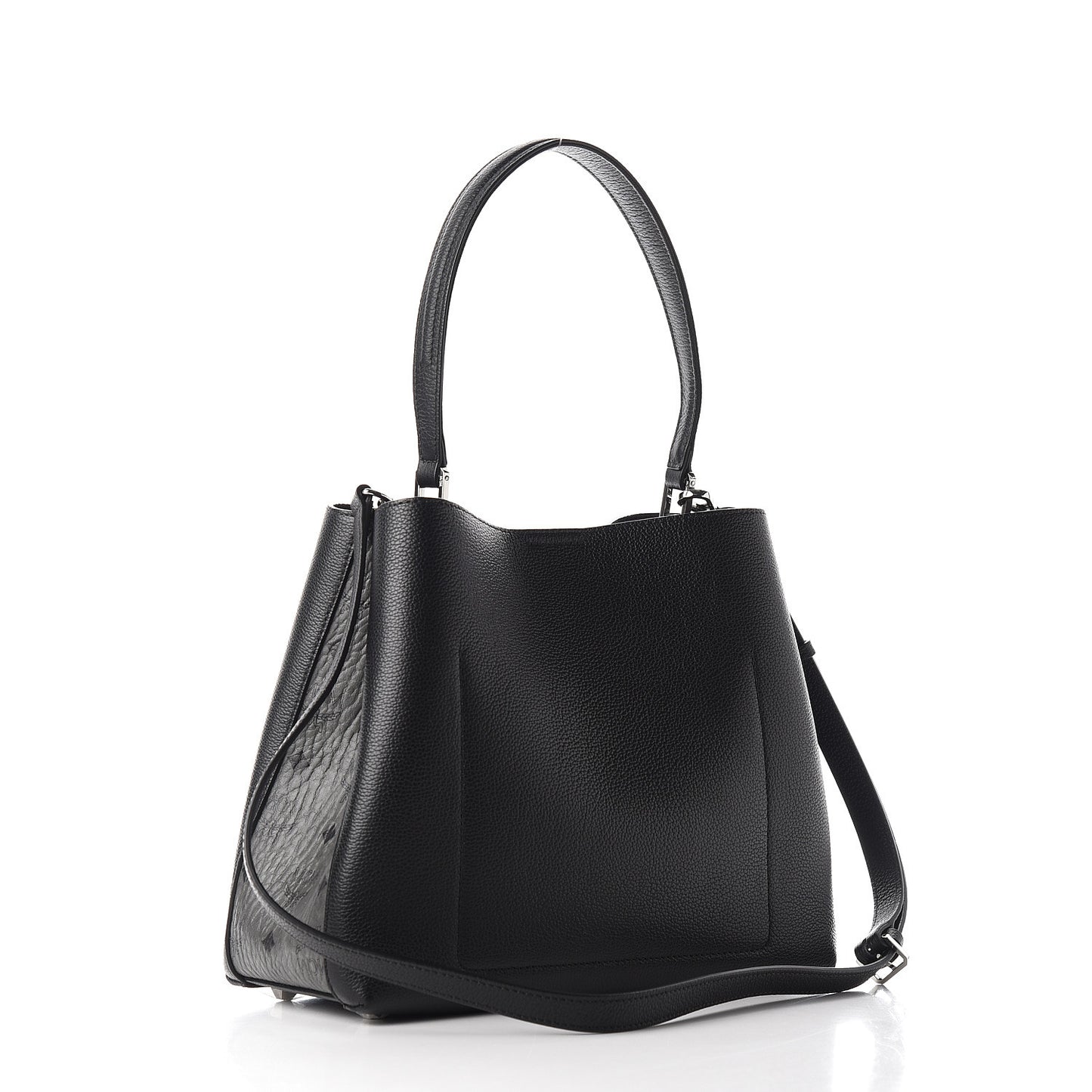Grained Calfskin Visetos Medium Sarah Hobo Black