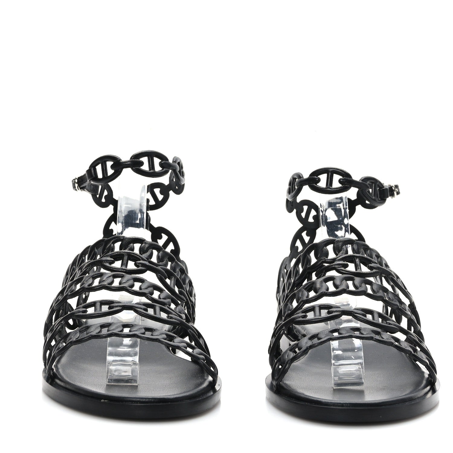 Hermes Calfskin Kalliste Sandals 37 Black 2 of 8