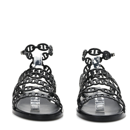 Hermes Calfskin Kalliste Sandals 37 Black 2 of 8
