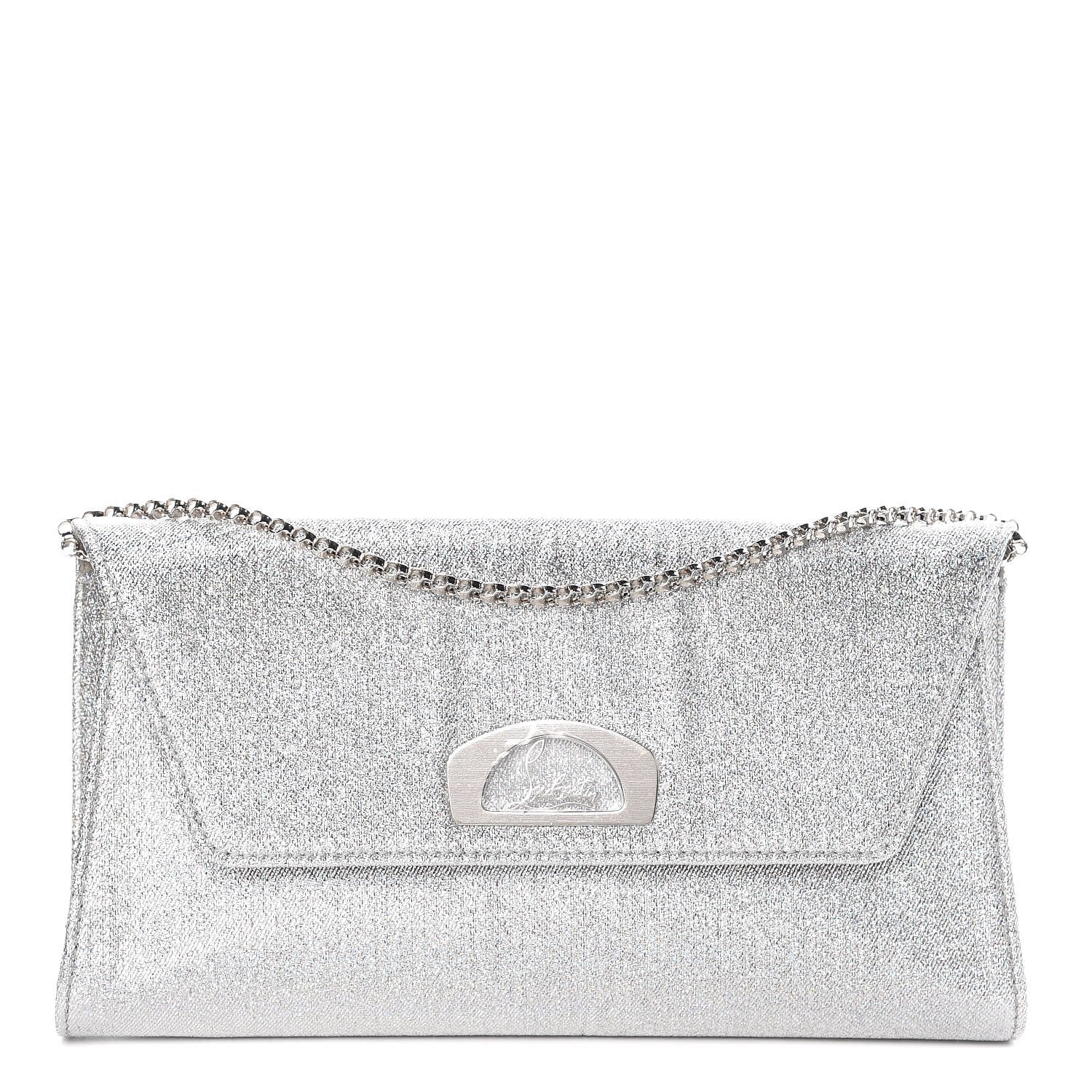 Christian Louboutin Glitter Fabric Vero Dodat Clutch Silver 1 of 6