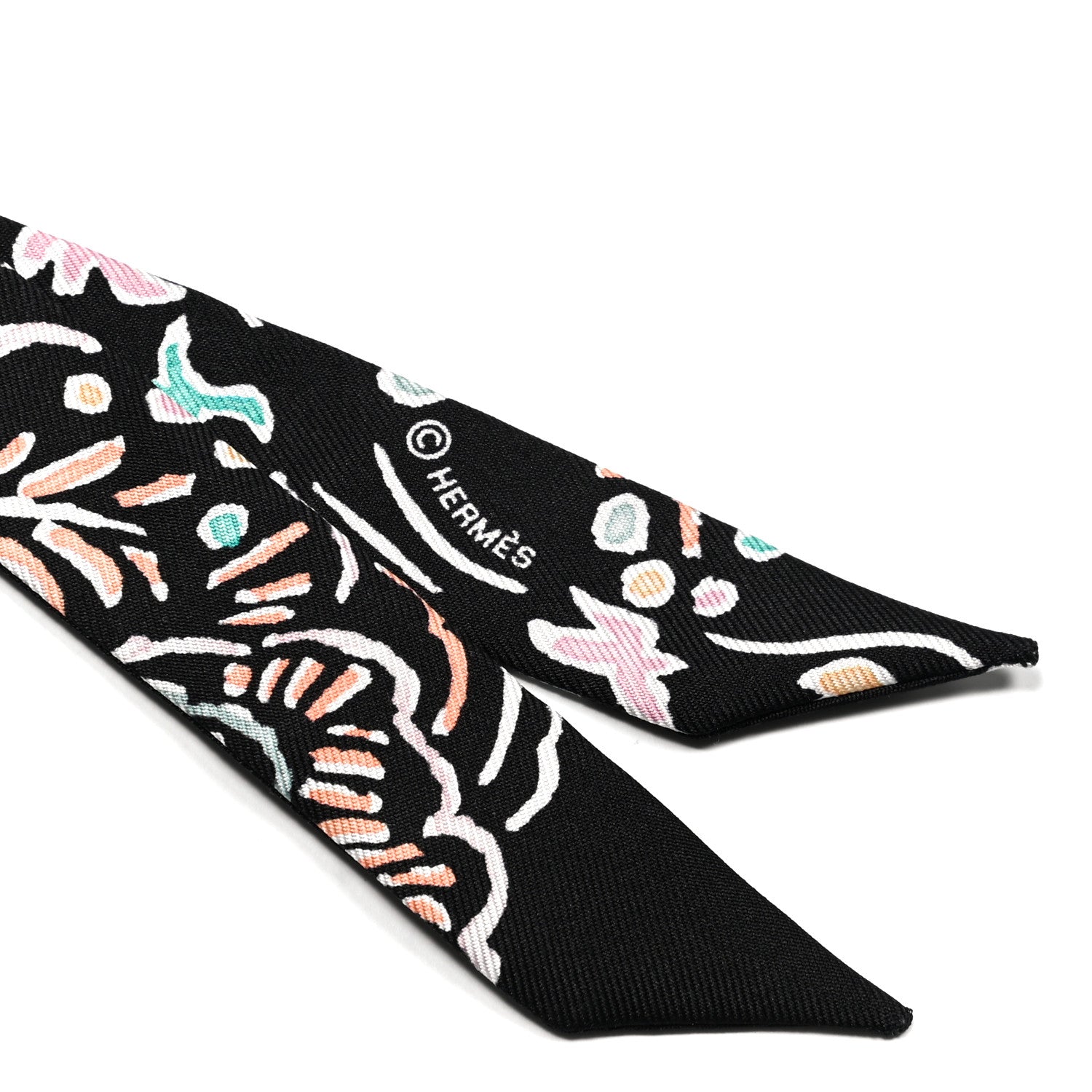 Hermes Silk Isola Di Primavera Doll Twilly Black Vert Rose 2 of 4