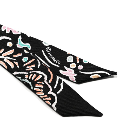 Hermes Silk Isola Di Primavera Doll Twilly Black Vert Rose 2 of 4