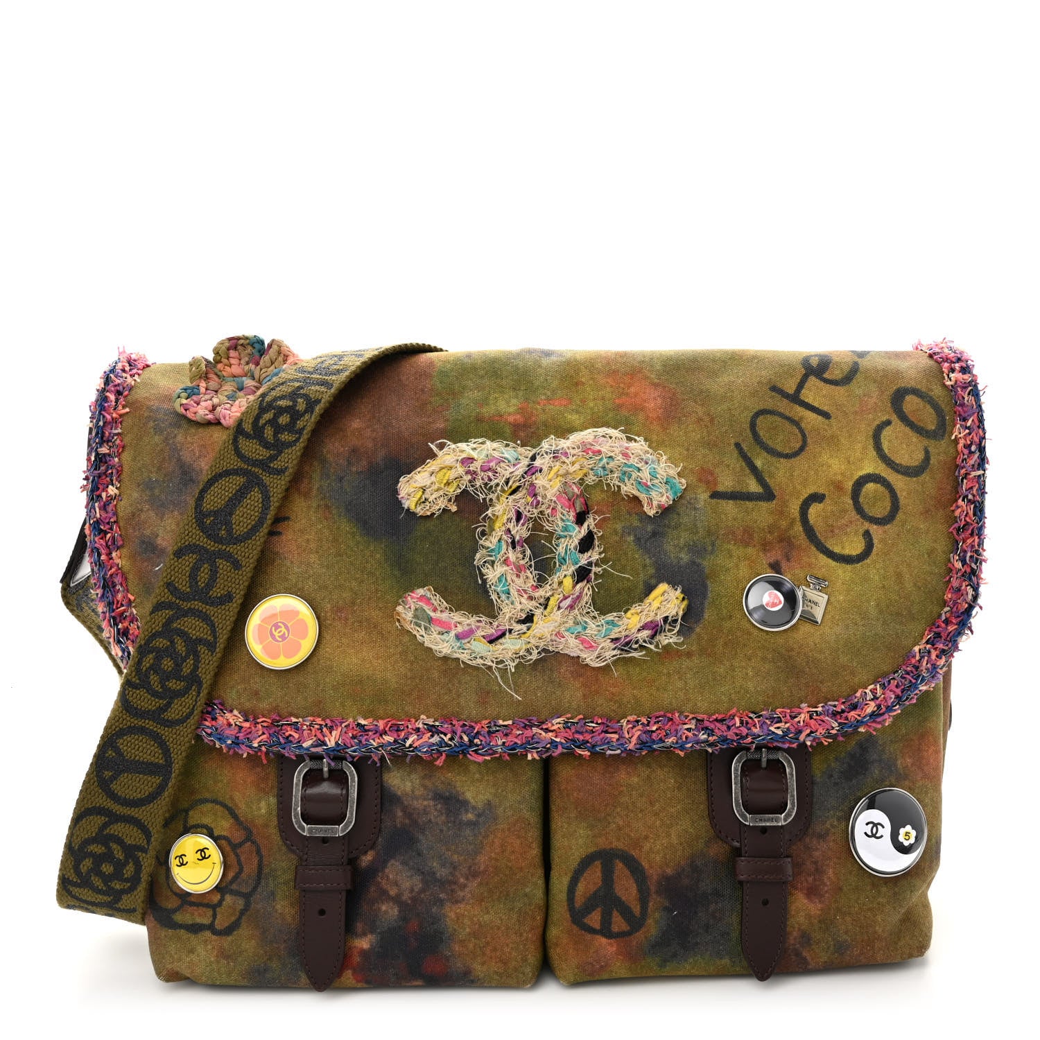 Chanel Washed Toile Large Graffiti On The Pavements Messenger Khaki Multicolor 1 of 11
