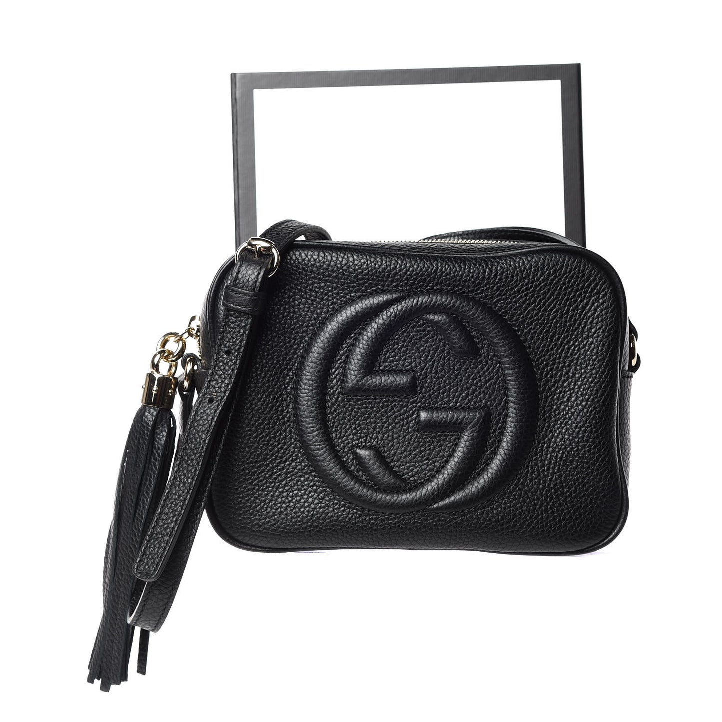 Pebbled Calfskin Small Soho Disco Bag Black
