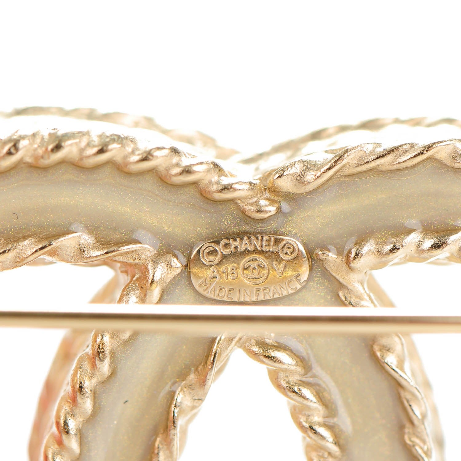 Chanel Crystal CC Brooch Light Gold 4 of 5