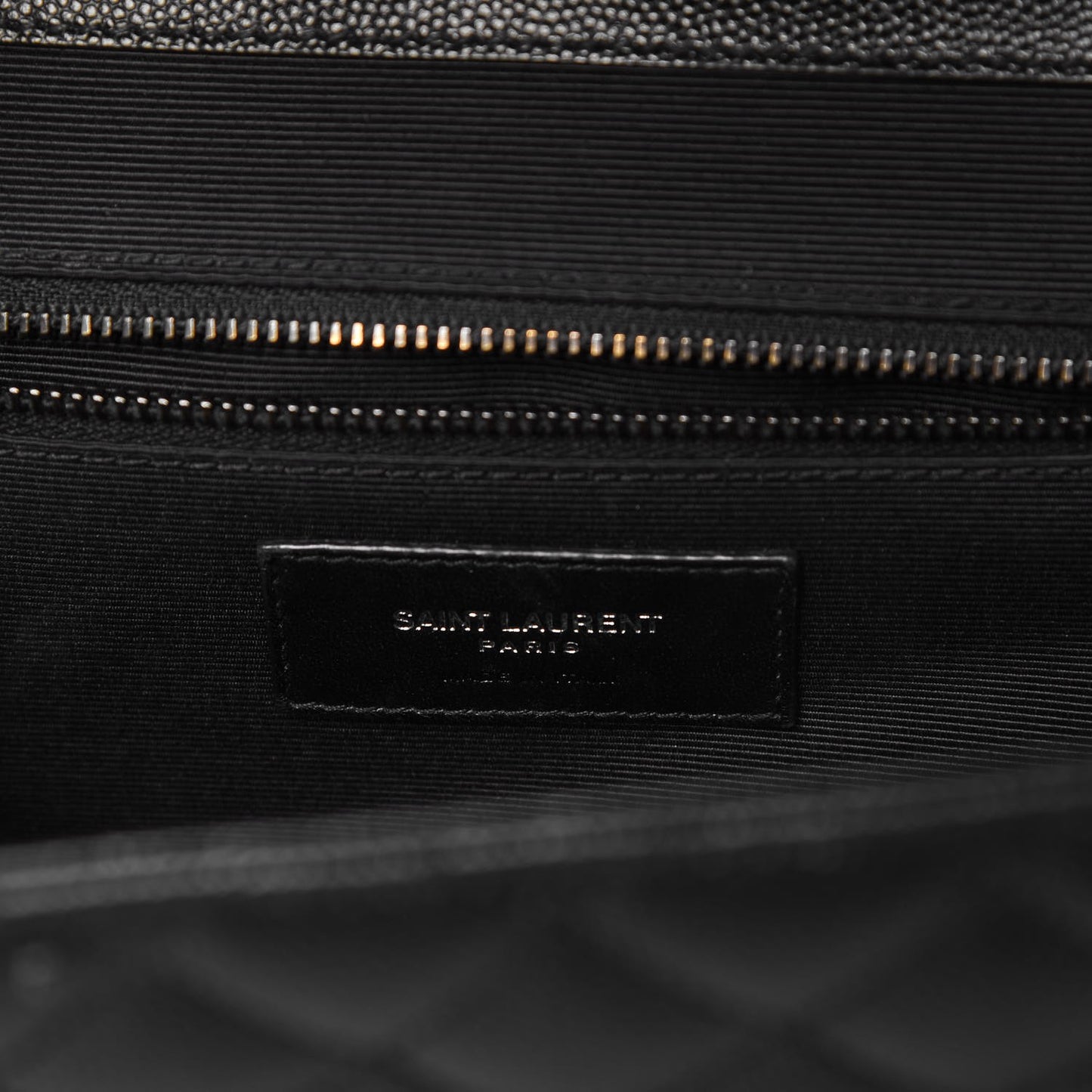 Grain De Poudre Textured Mixed Matelasse Large Triquilt Monogram Monochrome Satchel Black