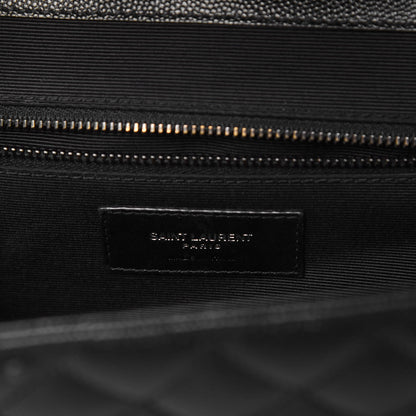 Saint Laurent Grain De Poudre Textured Mixed Matelasse Large Triquilt Monogram Monochrome Satchel Black 6 of 11
