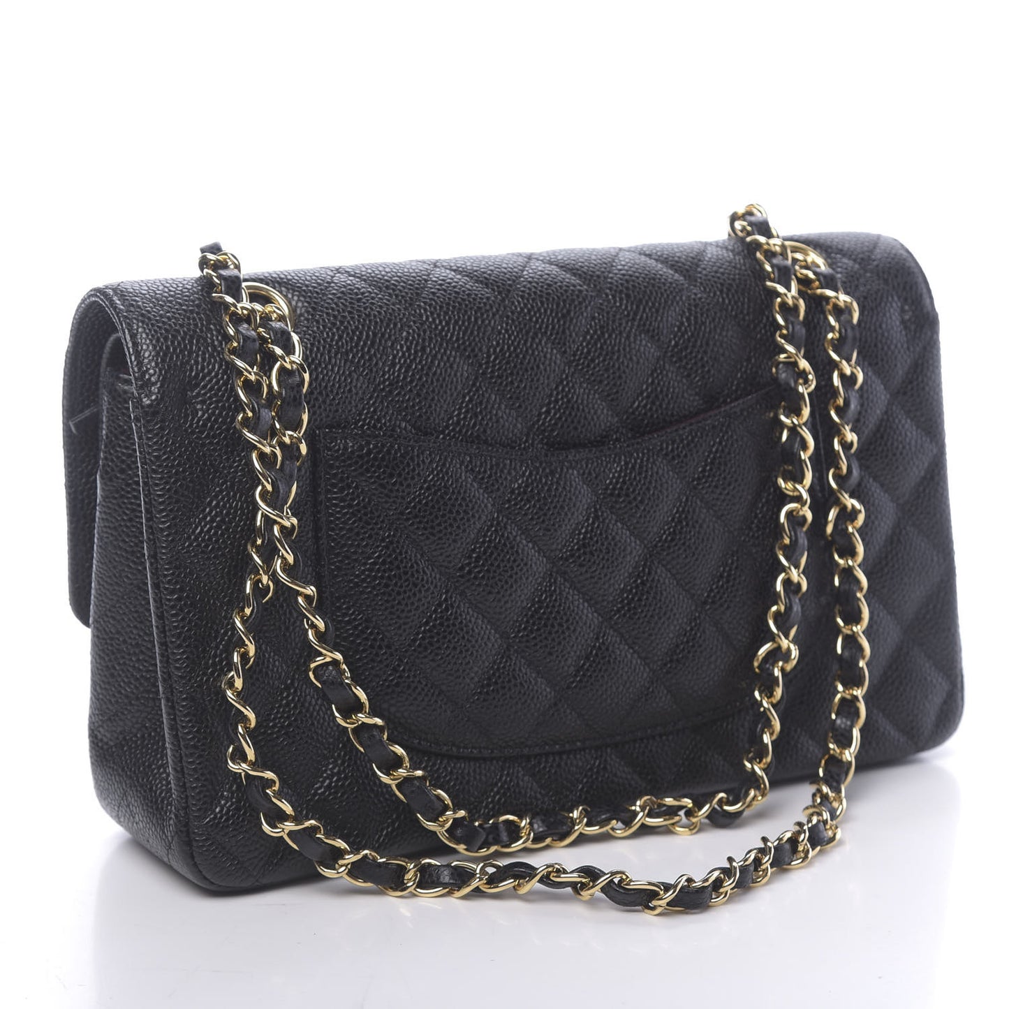 Caviar Quilted Medium Double Flap Black