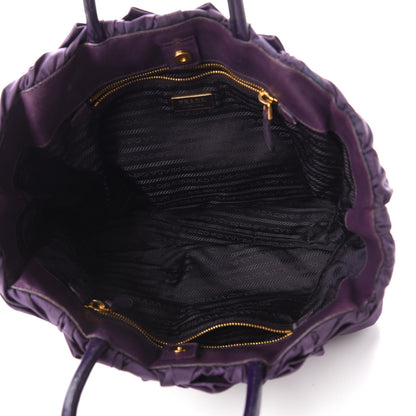 Prada Tessuto Nylon Origami Pleated Handbag Mirtillo 5 of 9