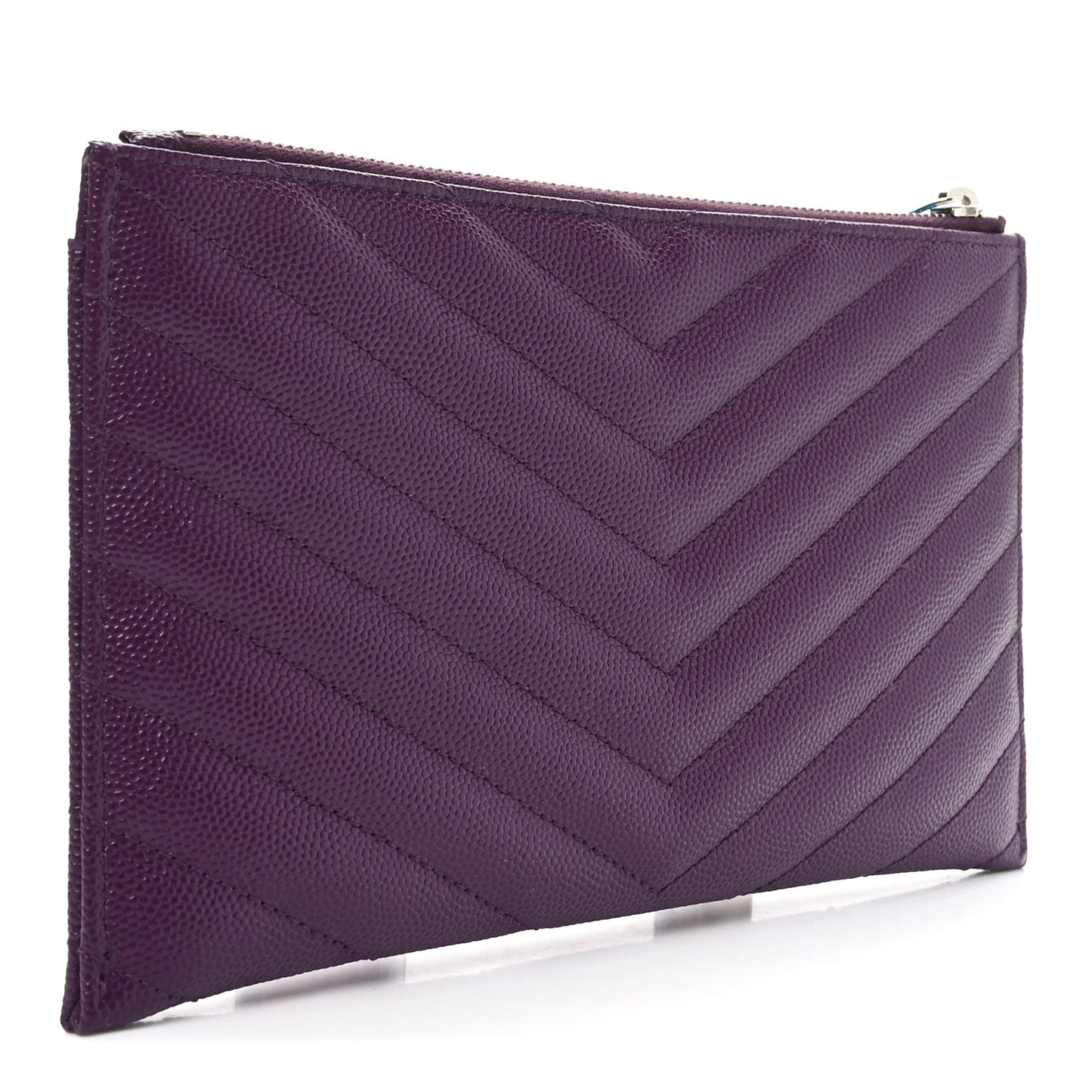 Grain De Poudre Matelasse Chevron Monogram Bill Pouch Amaranto