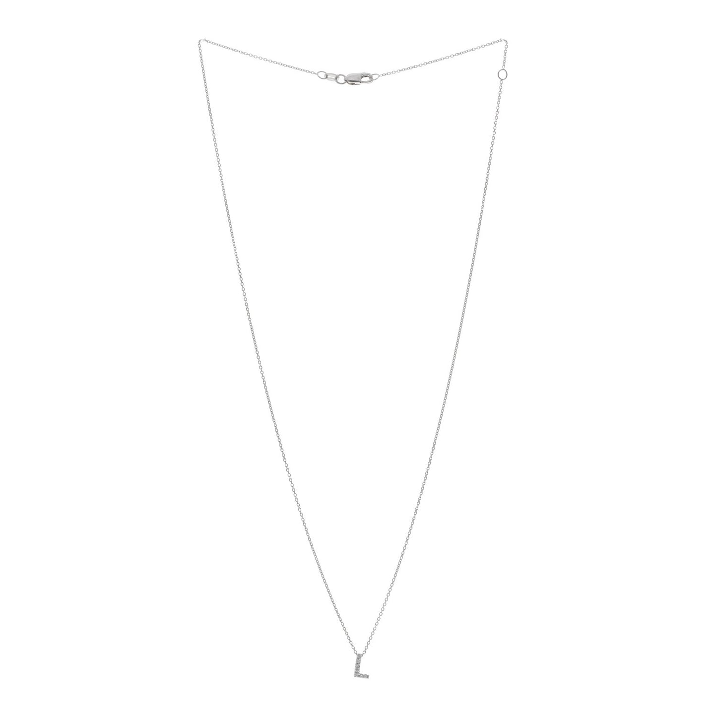 18K White Gold Diamond Love Letter L Pendant Necklace