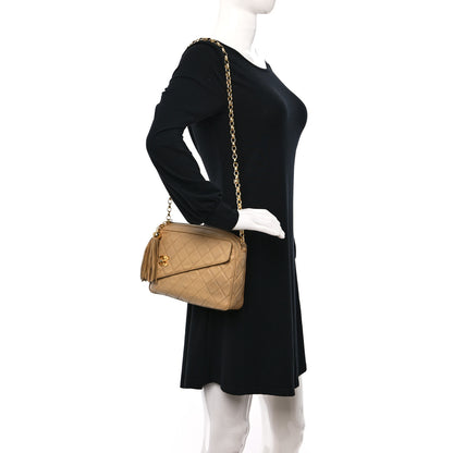 Chanel Lambskin Quilted Tassel Flap Camera Case Beige 2 of 10