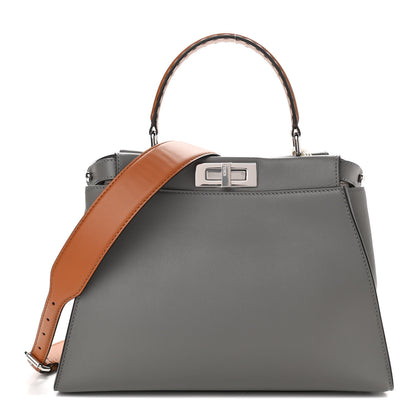 Fendi Calfskin Nappa Medium Peekaboo Iconic Satchel Moon Cuoio Ghiaia 1 of 9