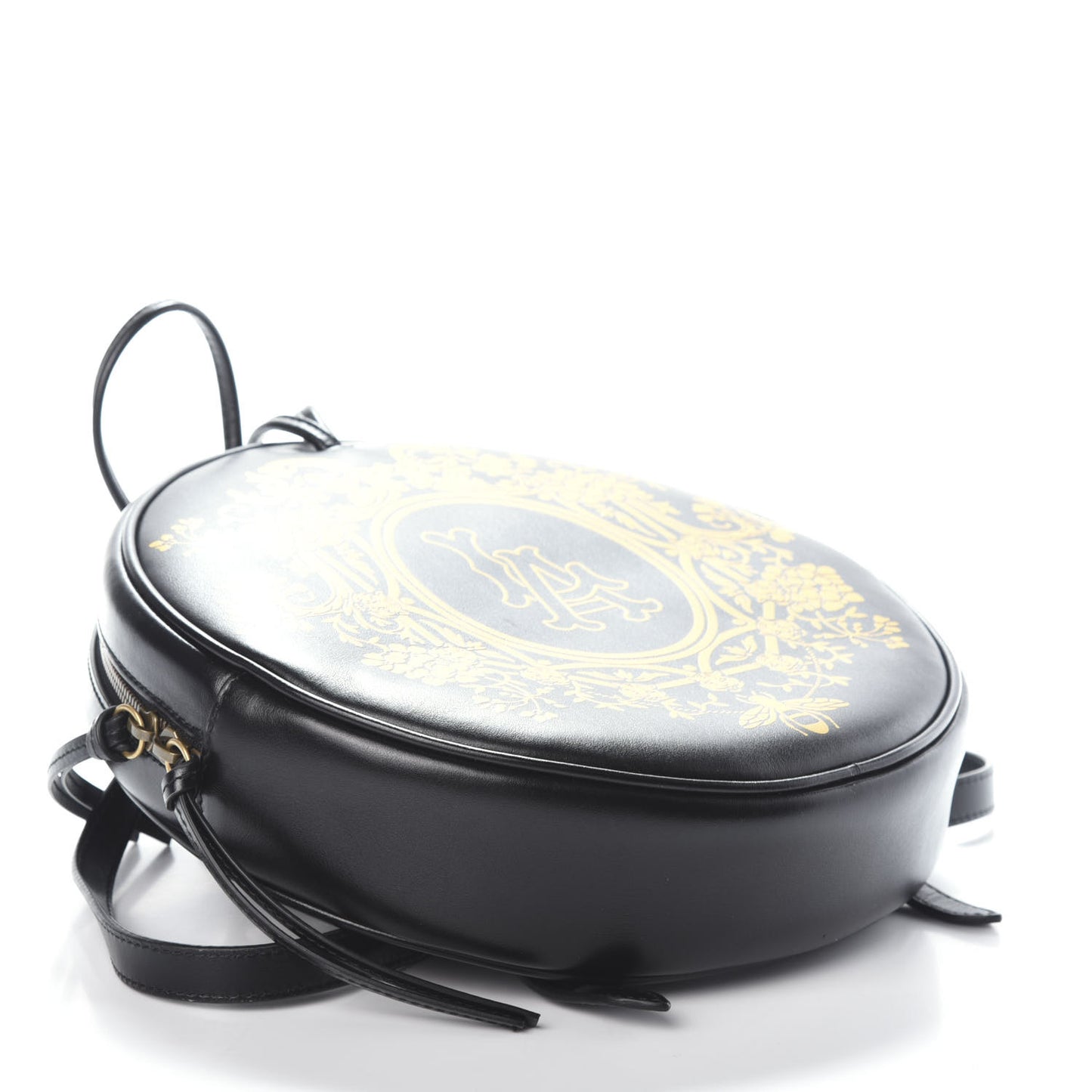 Calfskin LA Round Backpack Black Gold