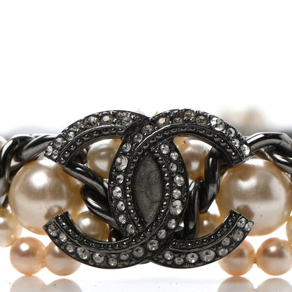 Chanel Pearl Crystal CC Choker Necklace Ruthenium 3 of 6