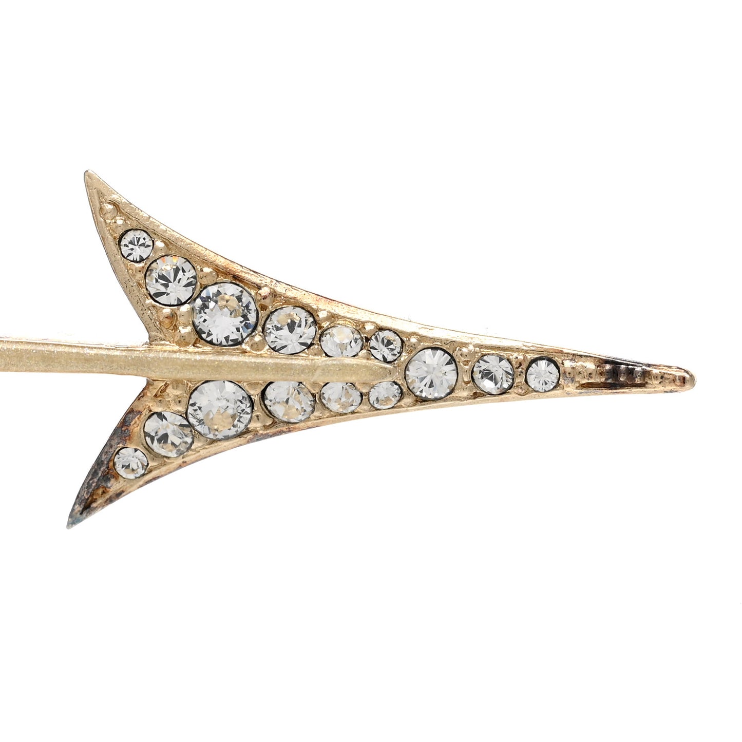 Crystal Pearl CC Arrow Brooch Gold