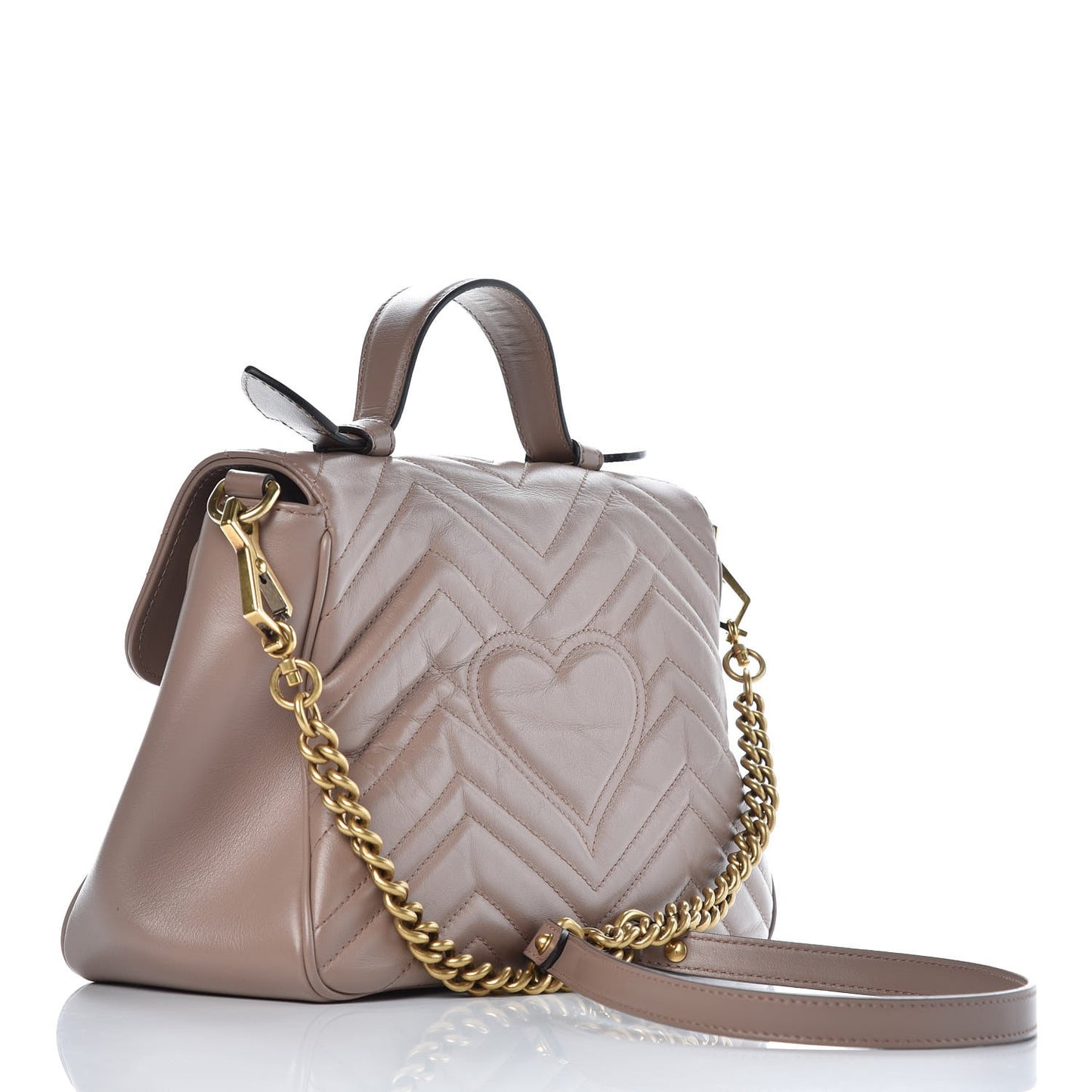 Calfskin Matelasse Small GG Marmont Top Handle Shoulder Bag Porcelain Rose