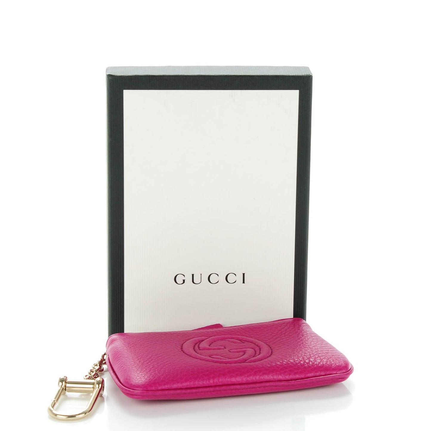 Pebbled Calfskin Soho Key Case Bright Bougainvillea