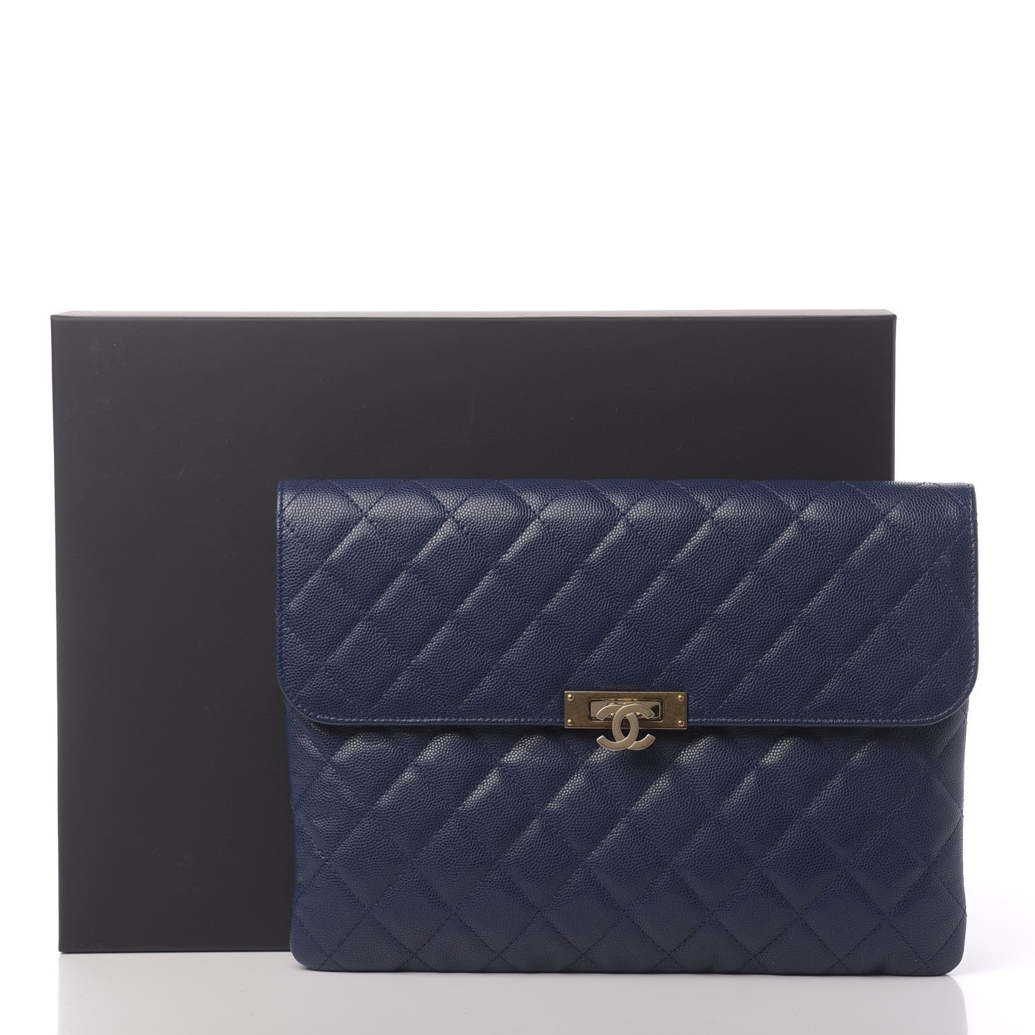 Chanel Caviar Quilted Medium Golden Class Pouch Navy 11 of 11