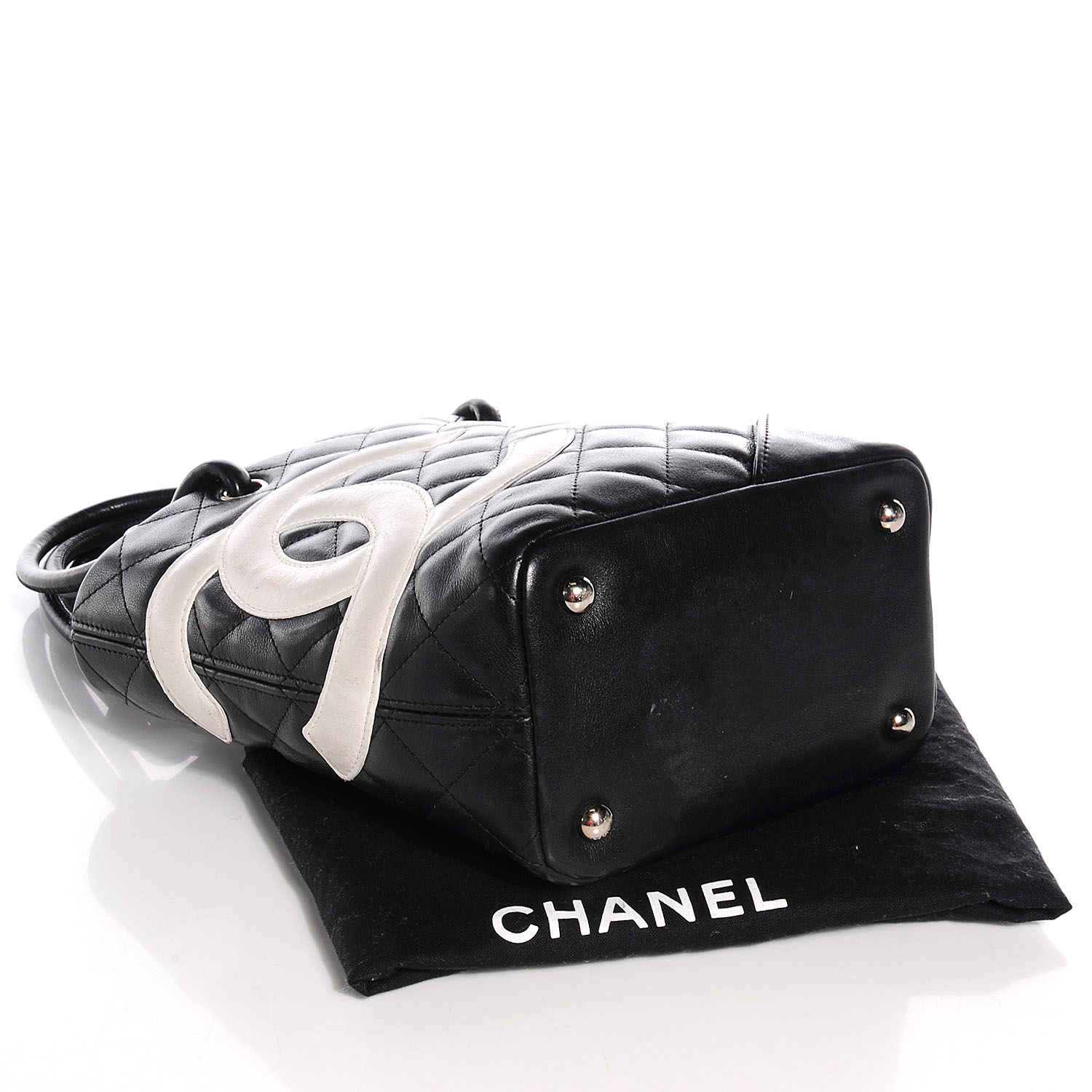 Chanel Calfskin Quilted Small Cambon Tote Black White 4 of 7
