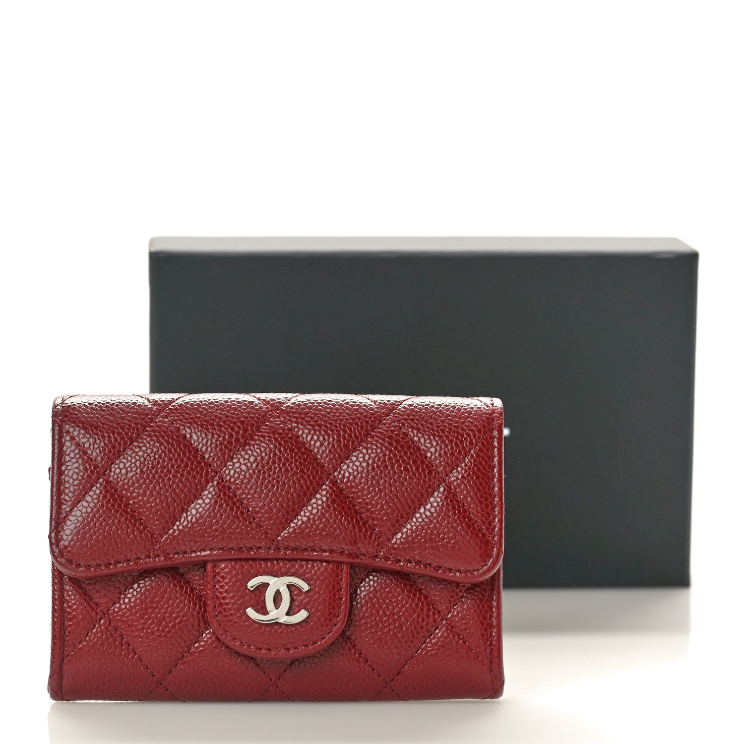 Chanel Caviar Quilted Flap Card Holder Wallet Burgundy 8 of 8