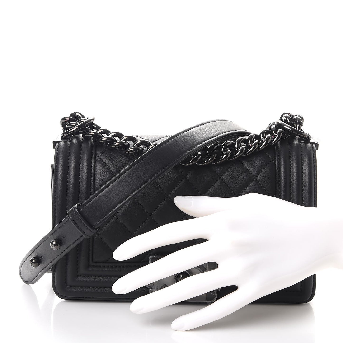 Calfskin Quilted Small Boy Flap So Black