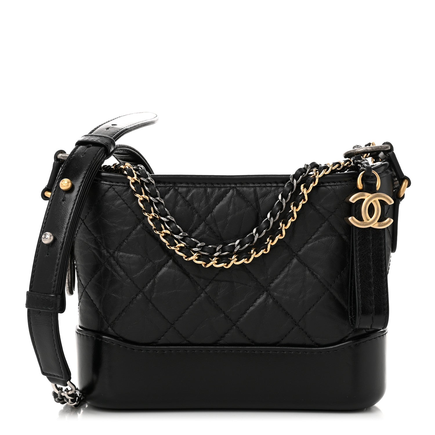 Chanel Aged Calfskin Quilted Small Gabrielle Hobo Black 1 of 10