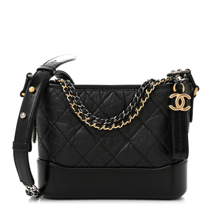 Chanel Aged Calfskin Quilted Small Gabrielle Hobo Black 1 of 10